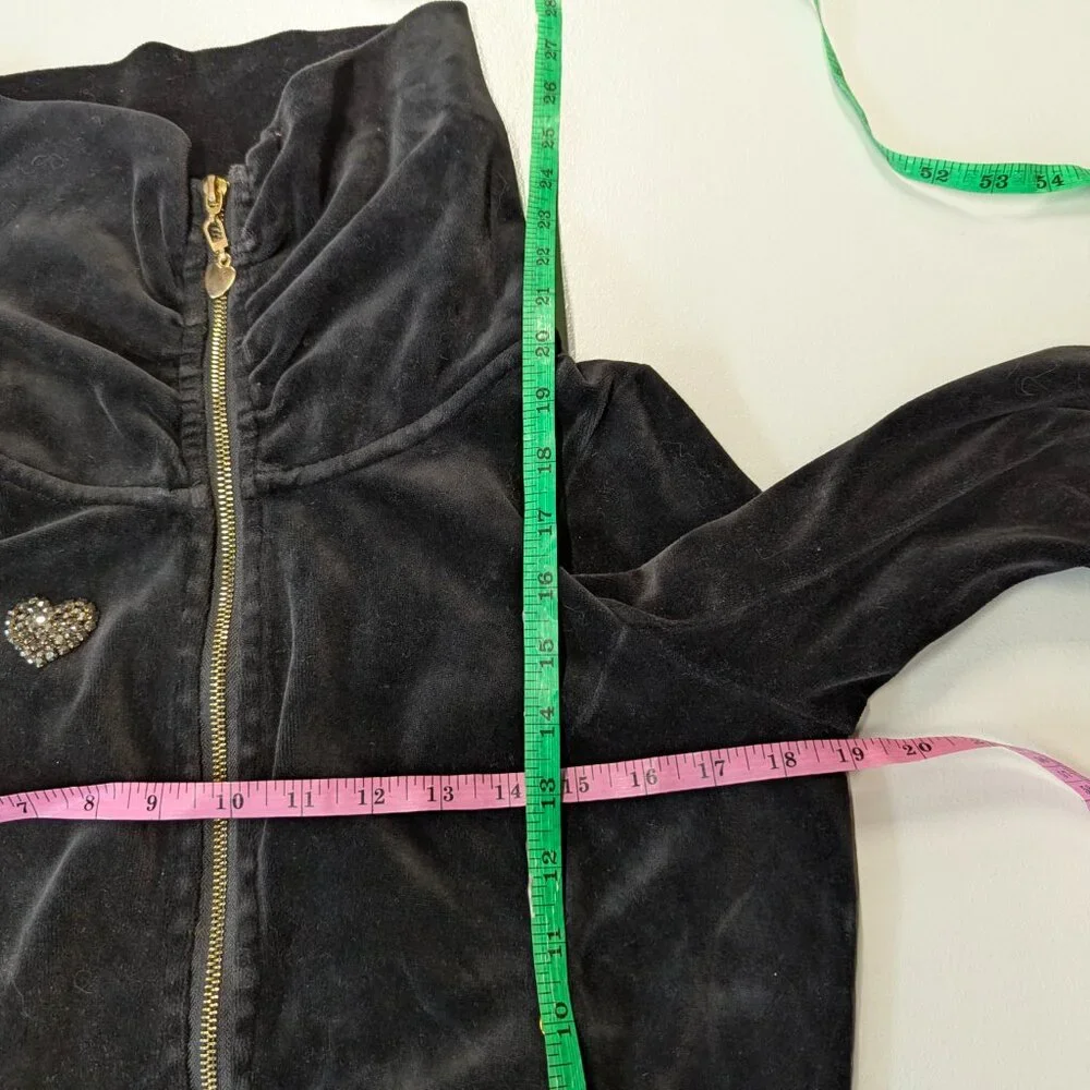 Twisted Heart Black Velour Zippered Jacket Size *Small - Picture 3 of 15